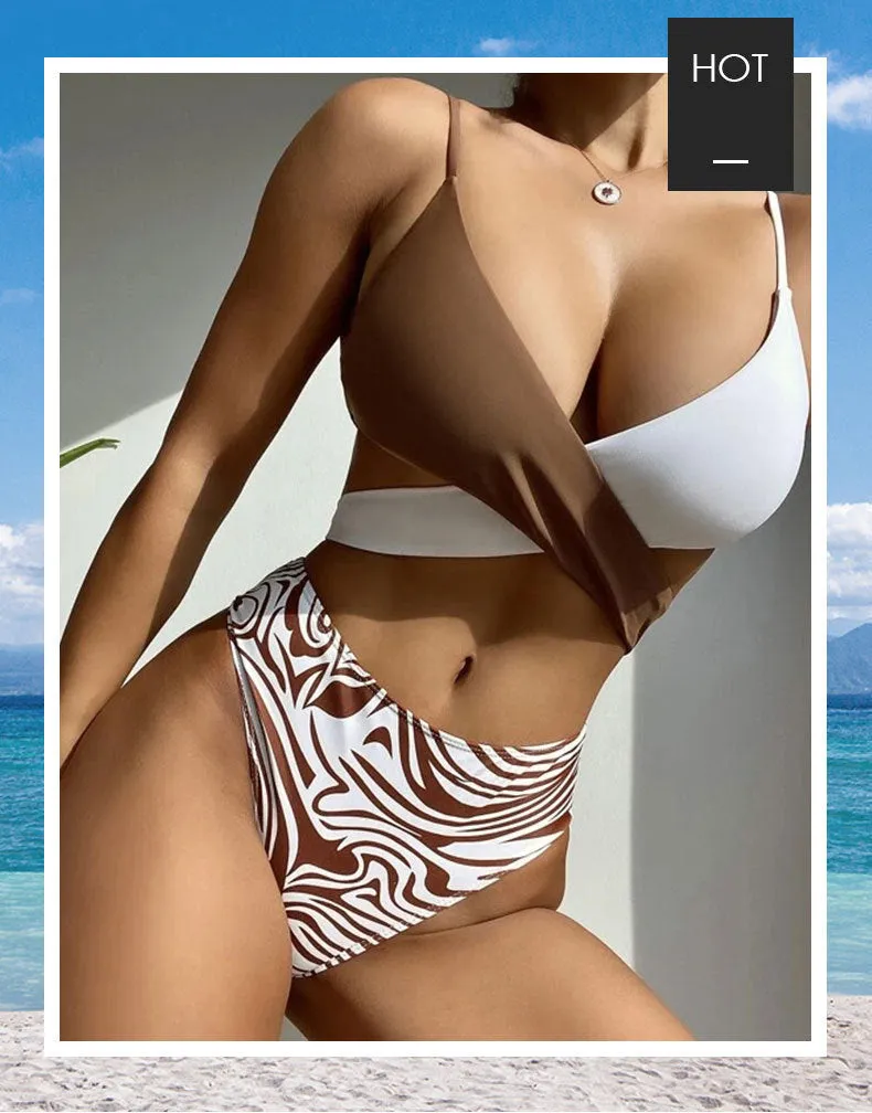 2023 New Sexy High-waisted Two-piece Bikini Women's Swimwear