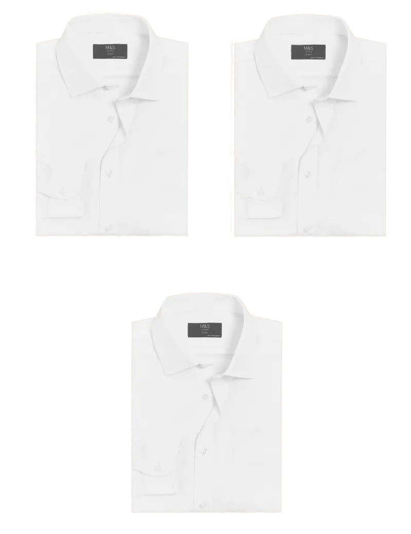 3pk Skinny Fit Easy Iron Shirts