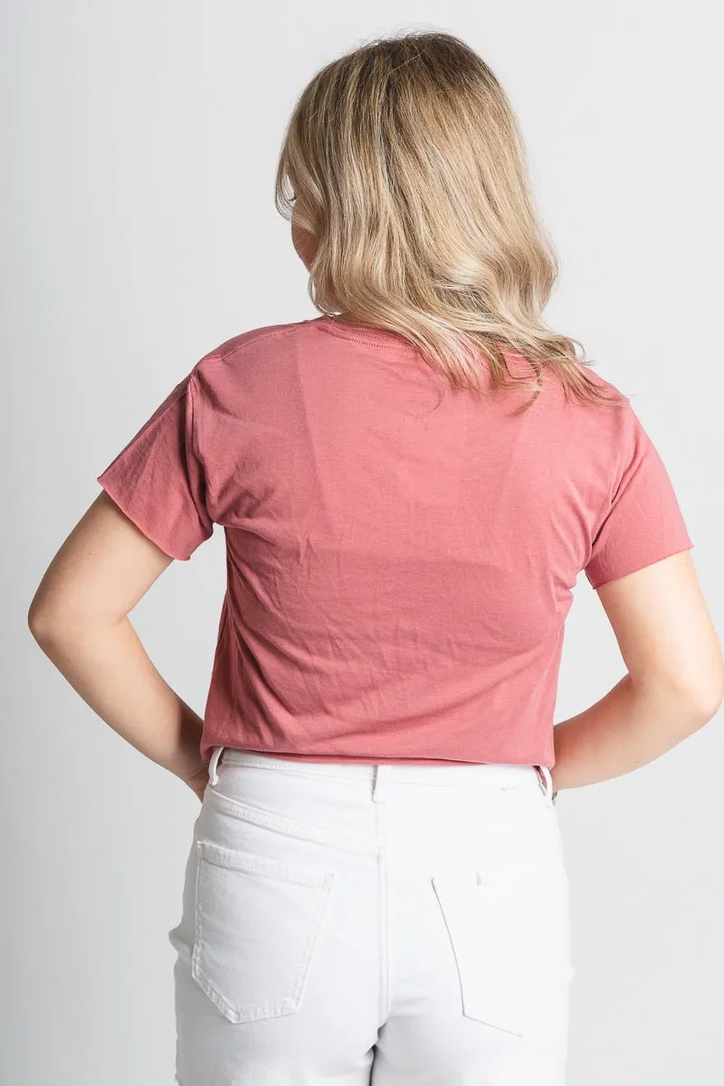 America XL crop t-shirt red