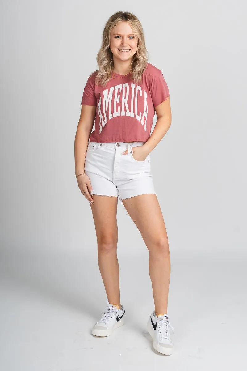 America XL crop t-shirt red