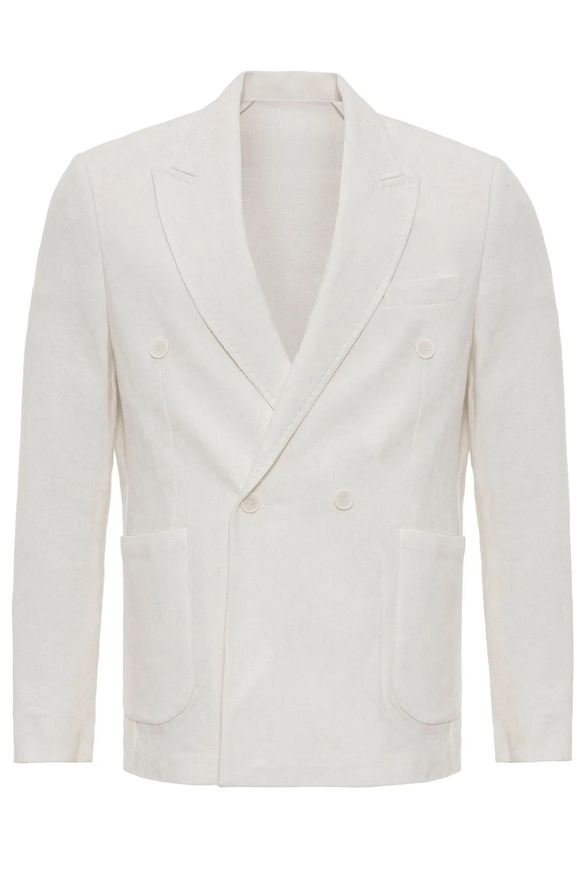 ANT Double-breasted Closure Linen Blend Men's Blazer Jacket - Alytus