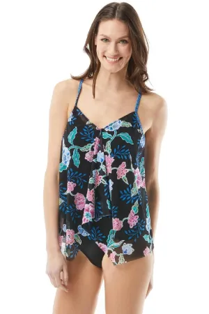 Beach House Kerry Mesh Layer Underwire Tankini, Black Multi(H04893)