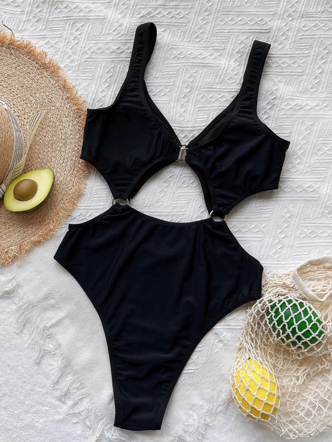 Beach-Worthy Plunge Cutout One Piece Swimwear