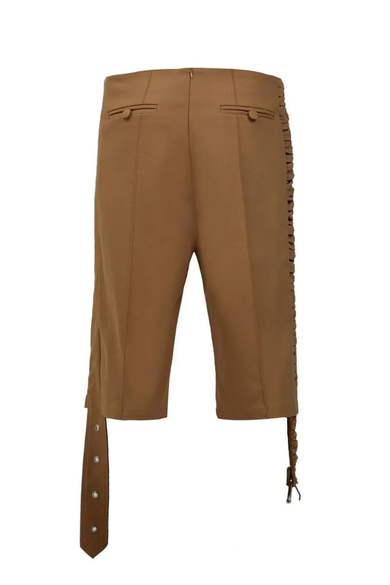 BEIGE BELTED SHORTS