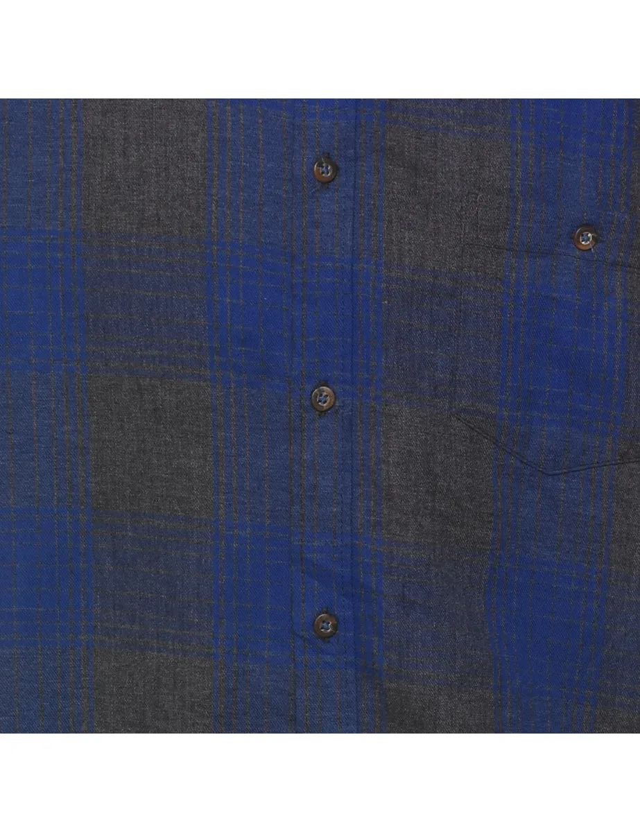 Blue & Grey Checked Classic Shirt - L