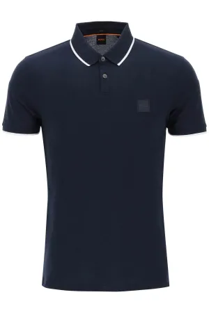 BOSS slim fit piqué polo shirt with tipped