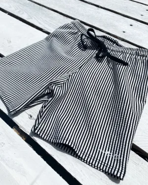 Boys Swim Short Black/White Seersucker