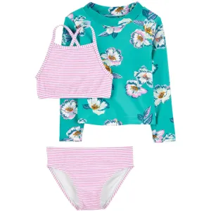 Carter's Infants,Toddlers & Kids Girls Carter's 3-Piece Swimwear Set Turquoise/Purple 1N659910/3N660010/2N659910