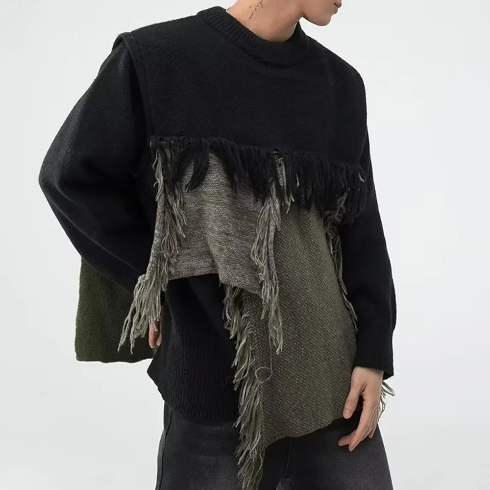 CE | Heavy Design Tassel Splicing Sweater