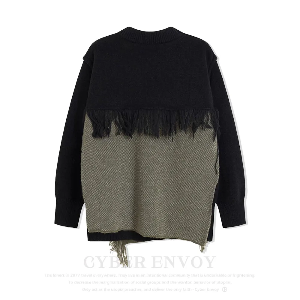 CE | Heavy Design Tassel Splicing Sweater