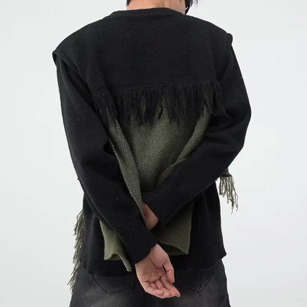 CE | Heavy Design Tassel Splicing Sweater