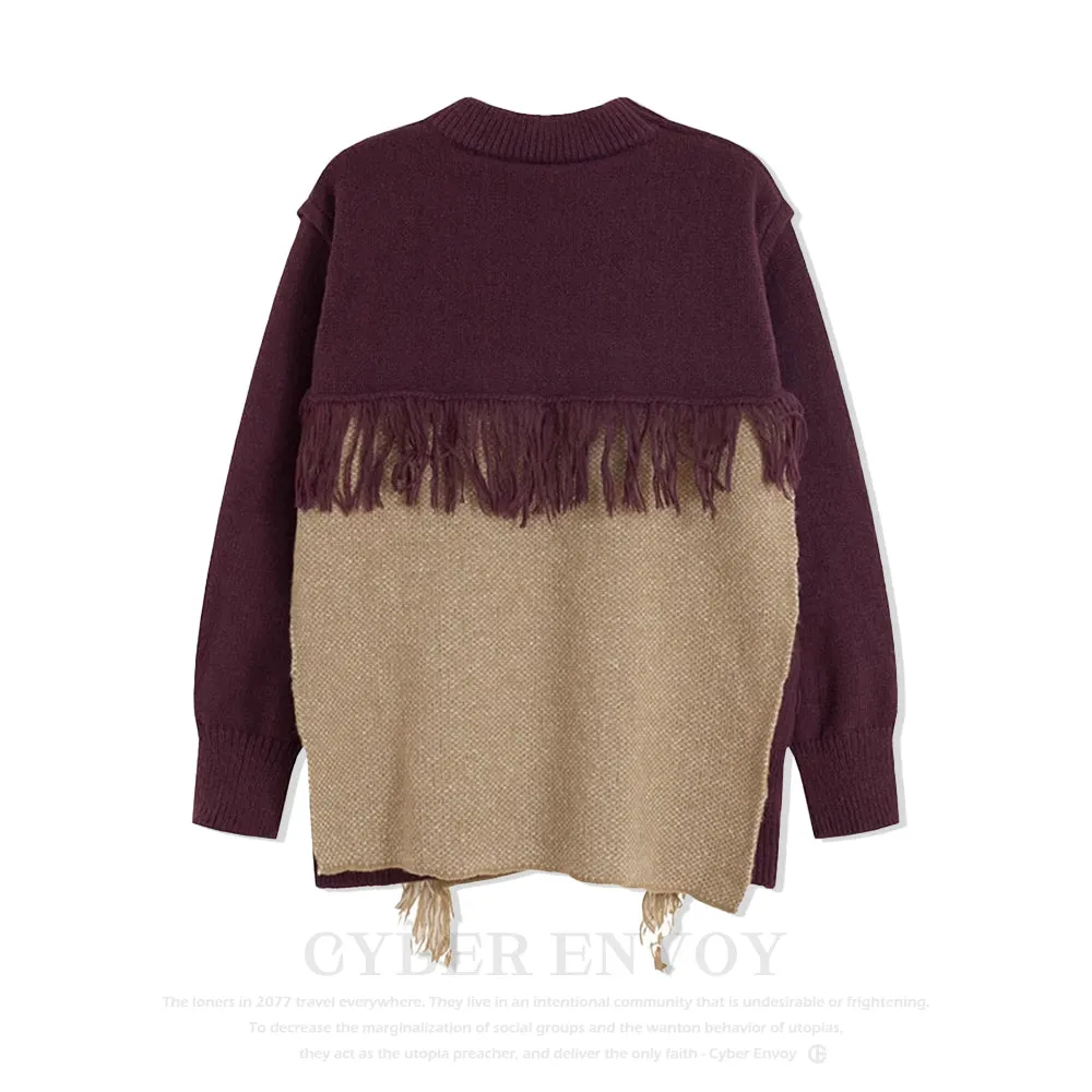 CE | Heavy Design Tassel Splicing Sweater