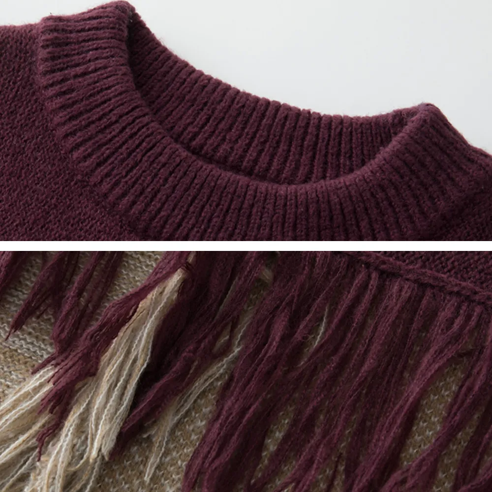 CE | Heavy Design Tassel Splicing Sweater