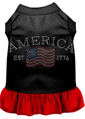 Classic America Rhinestone Dress Black With Red Med