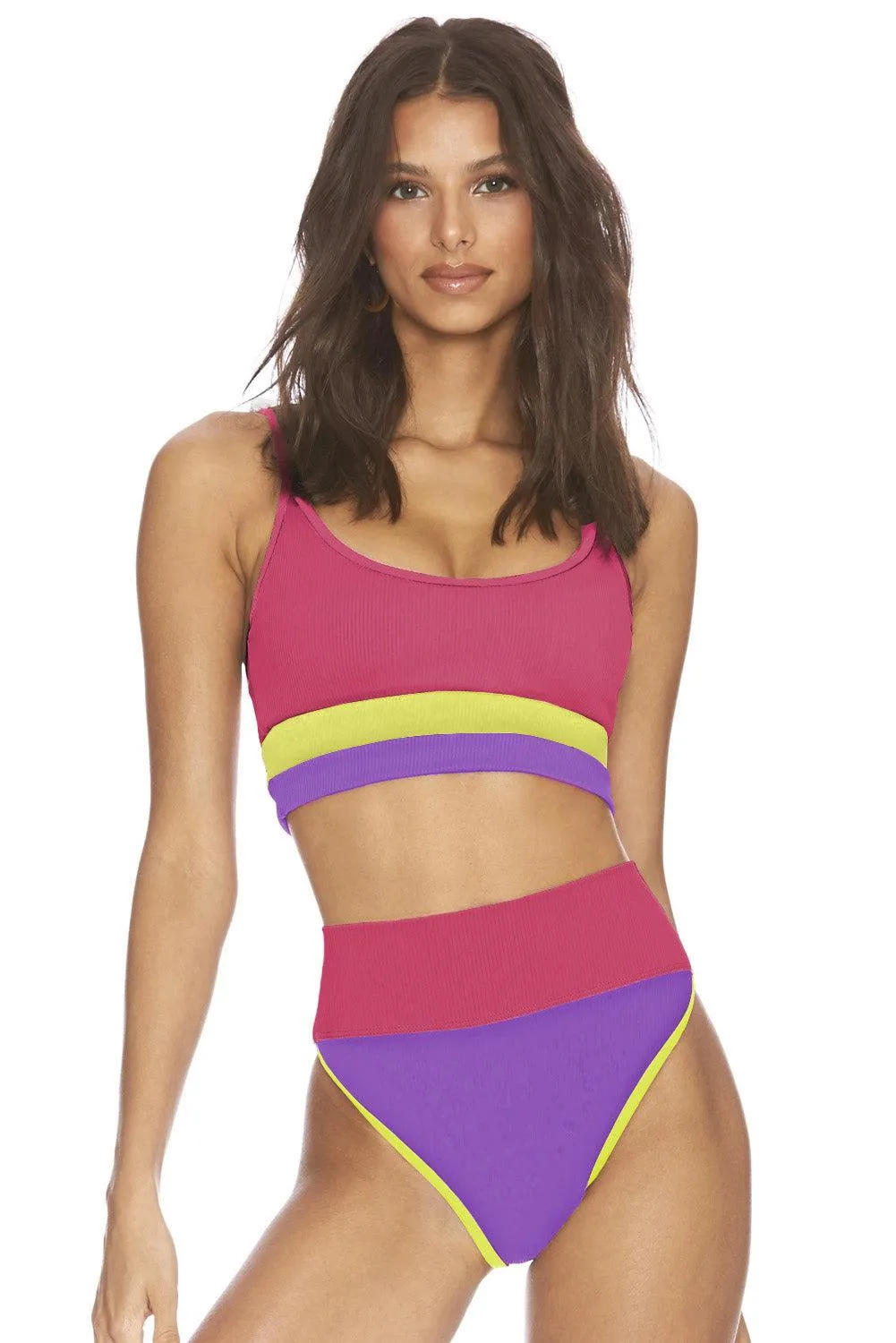 Coastal Cutie Colorblock High Waist Two Piece Swimsuit