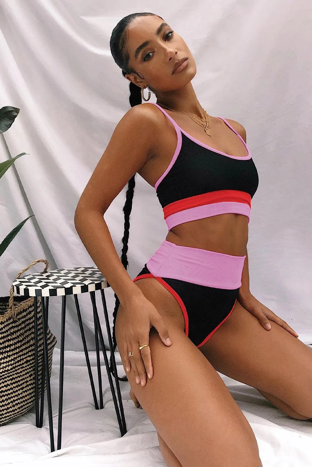 Coastal Cutie Colorblock High Waist Two Piece Swimsuit