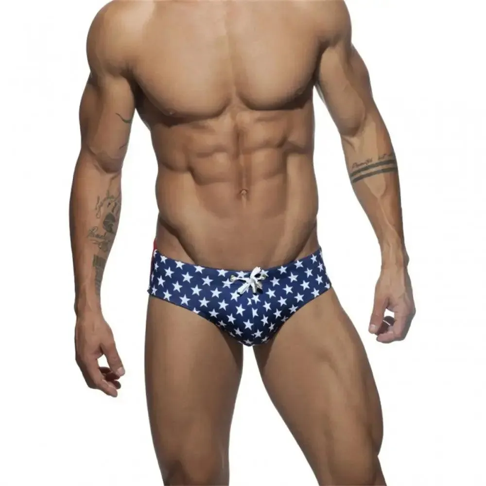 DomiGe Men's Low-Waist Sexy Swim Briefs National Flag Bikini