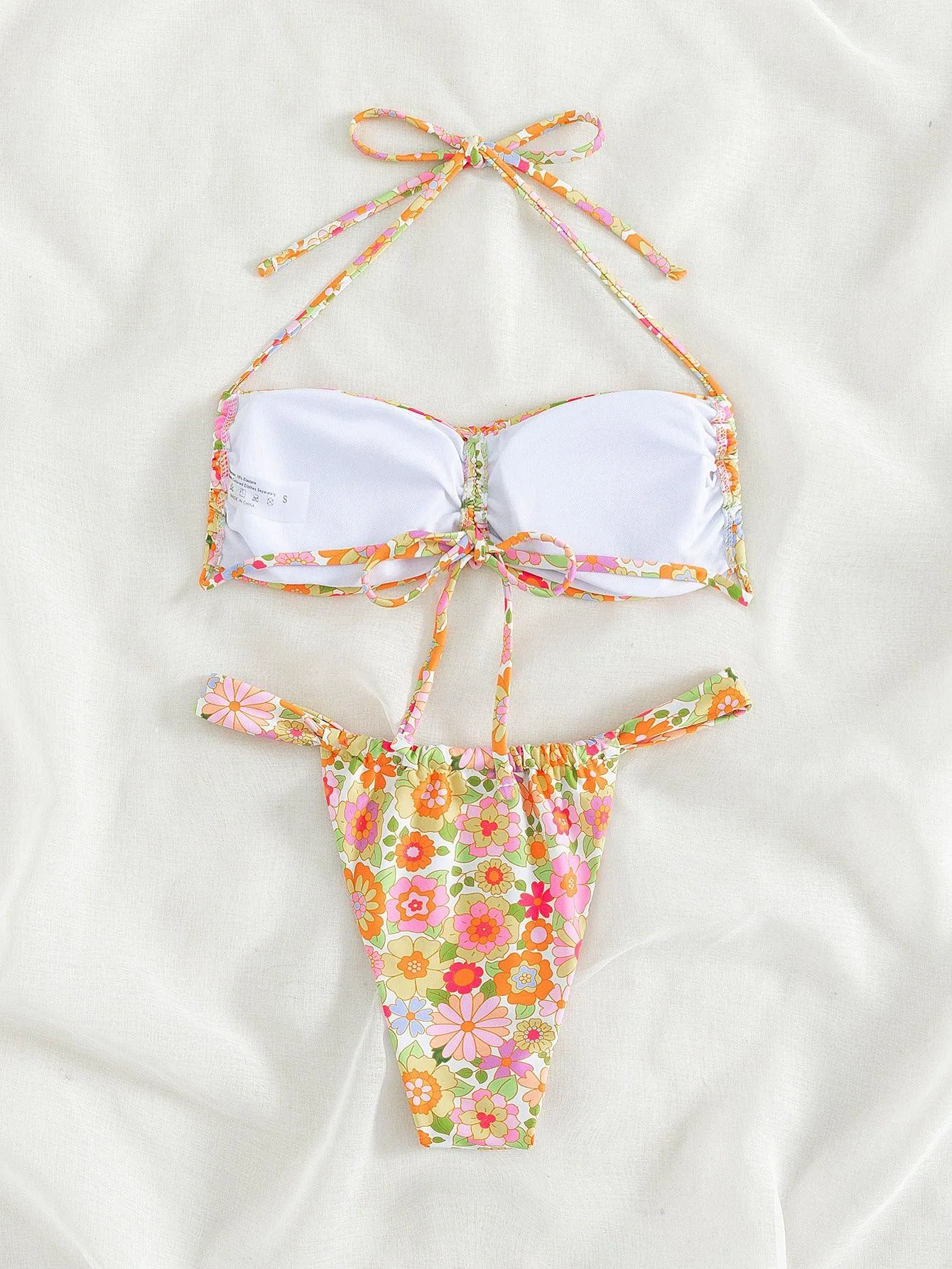 Drawstring Split Bikini Women's Swimwear