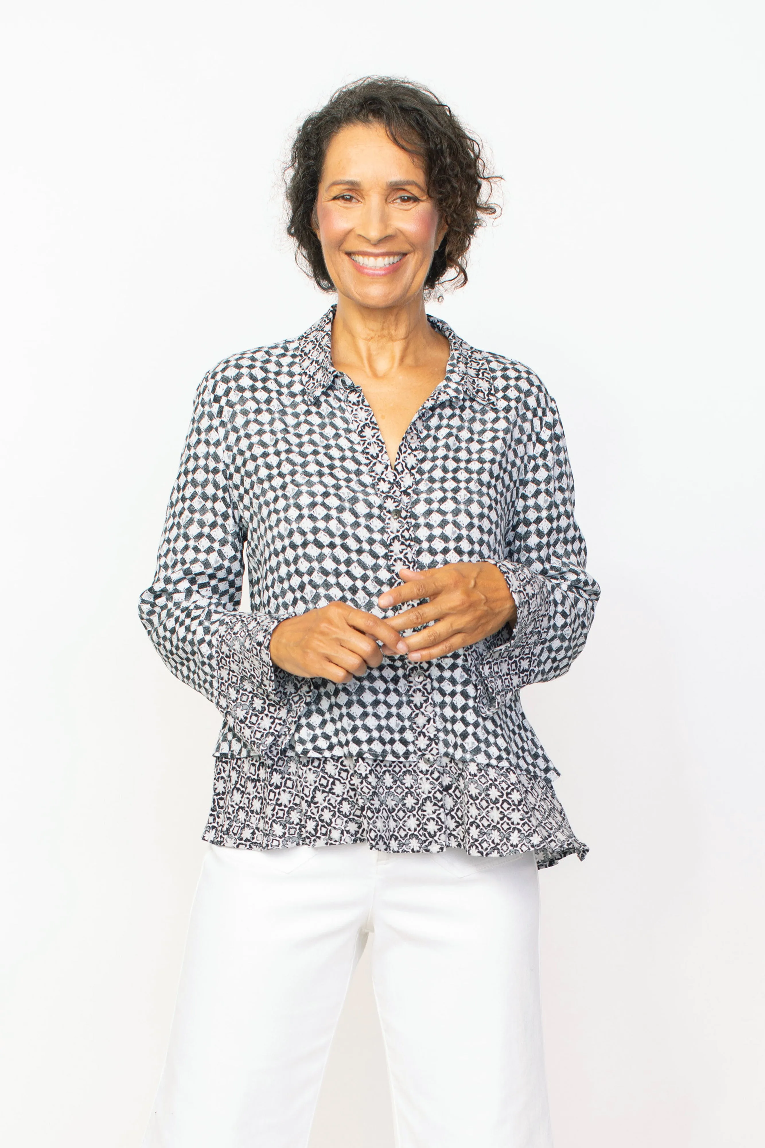Flounce Sleeve Shirt Diamond