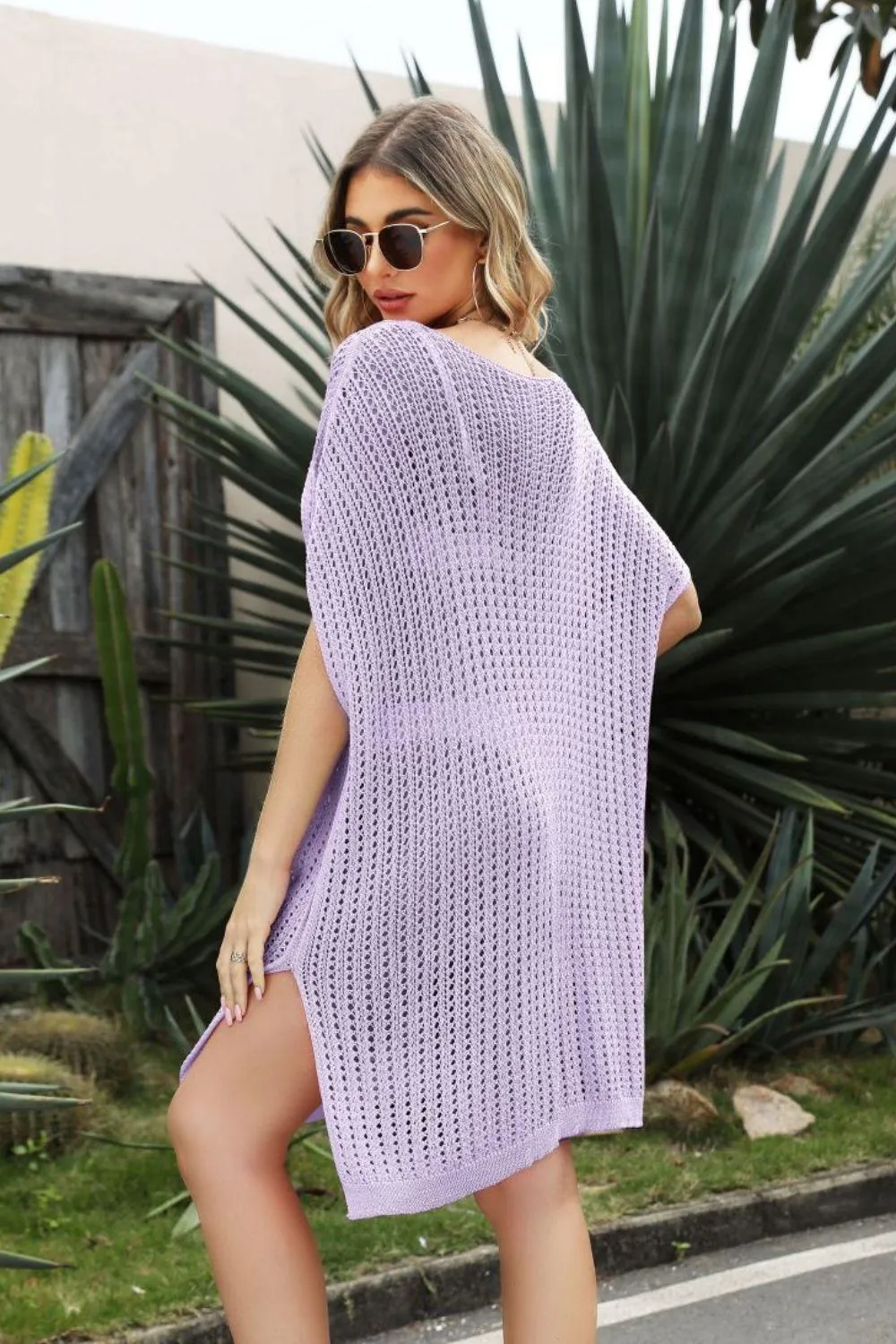 Good Times Openwork Crochet Beach Cover-Up Dress