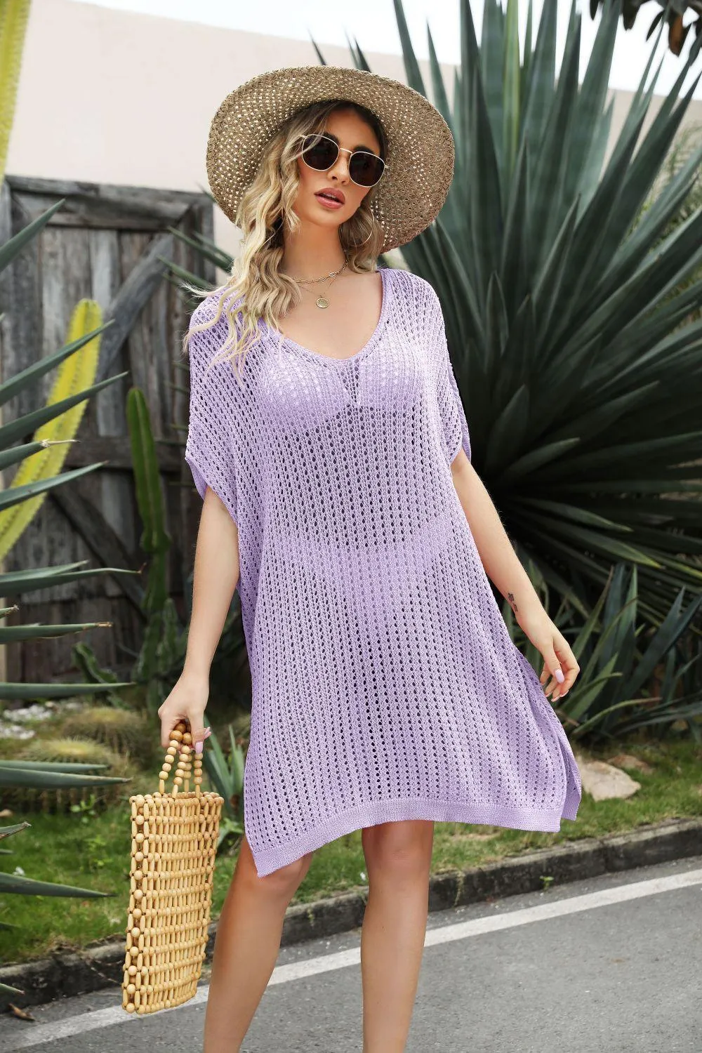 Good Times Openwork Crochet Beach Cover-Up Dress