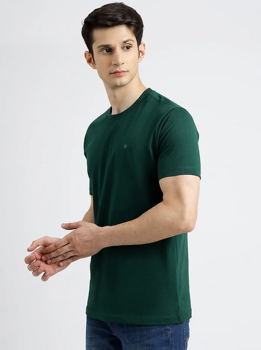 Green Solid Slim Fit T-Shirt | Greenfibre