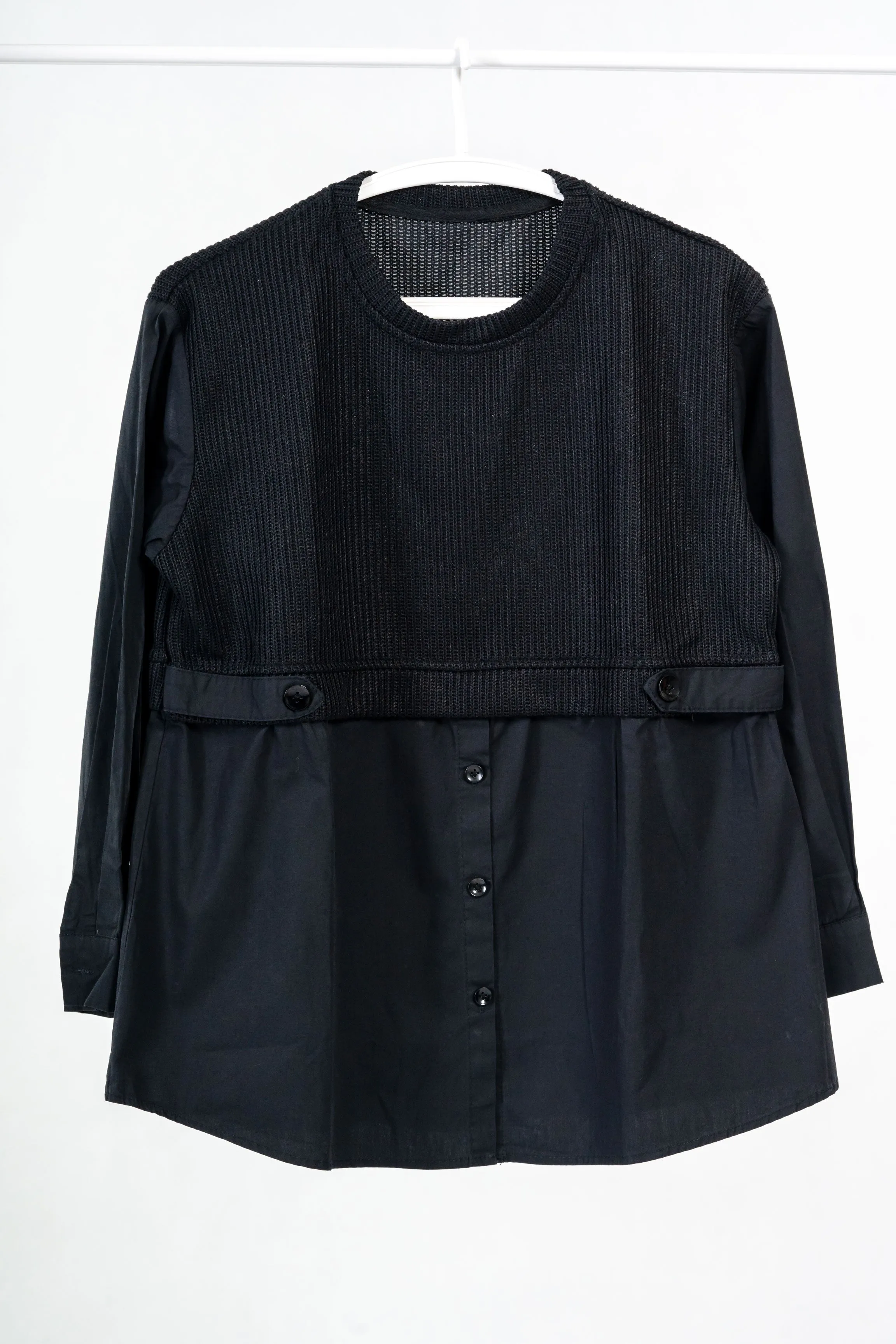 Hybrid Blend Knit-Cotton Shirt
