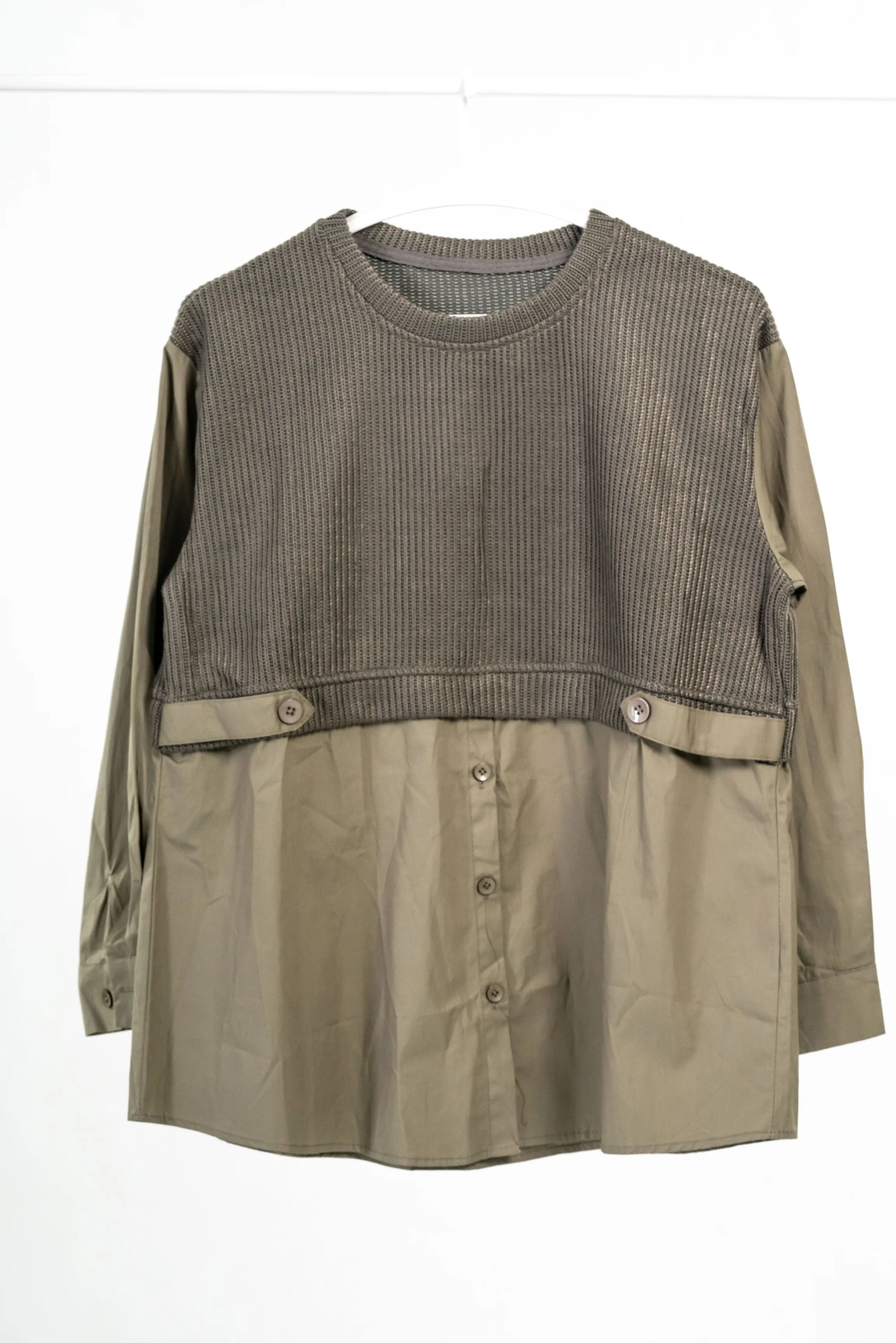 Hybrid Blend Knit-Cotton Shirt