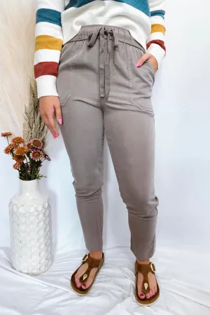 Jade Tencel Drawstring Pants - Grey