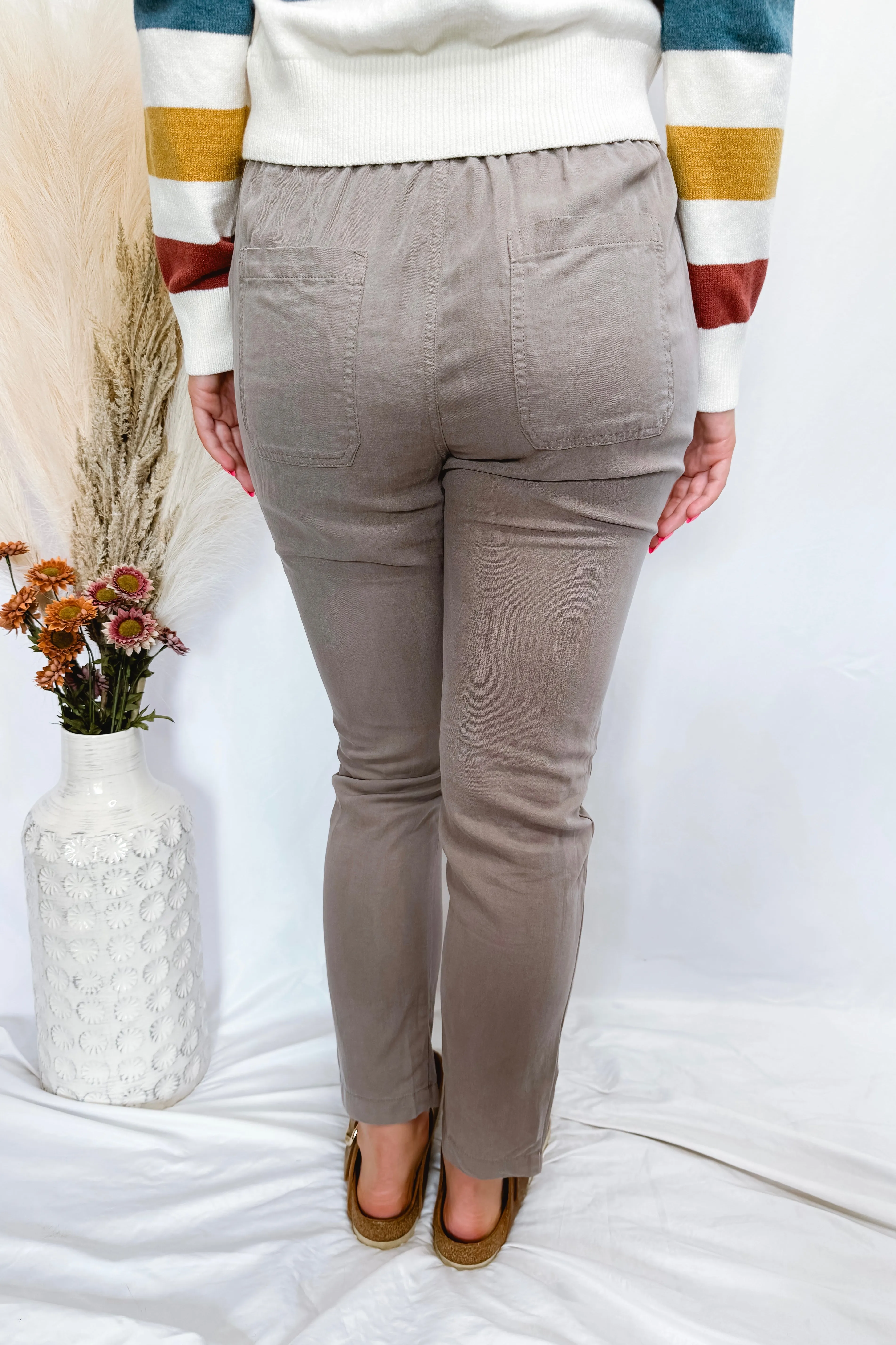 Jade Tencel Drawstring Pants - Grey