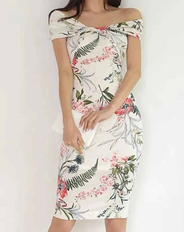 JANA Floral Off the Shoulder Midi Dress