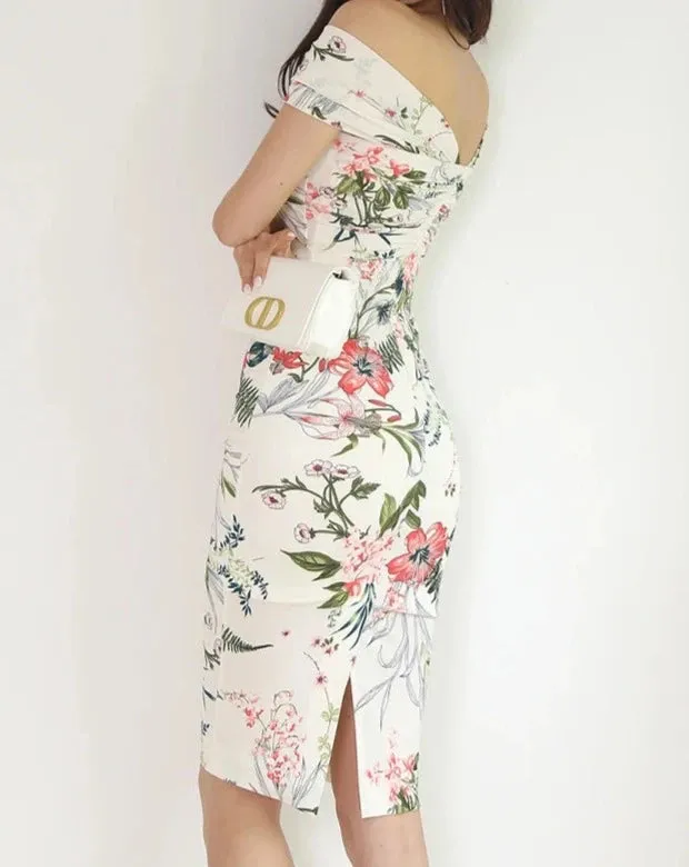 JANA Floral Off the Shoulder Midi Dress