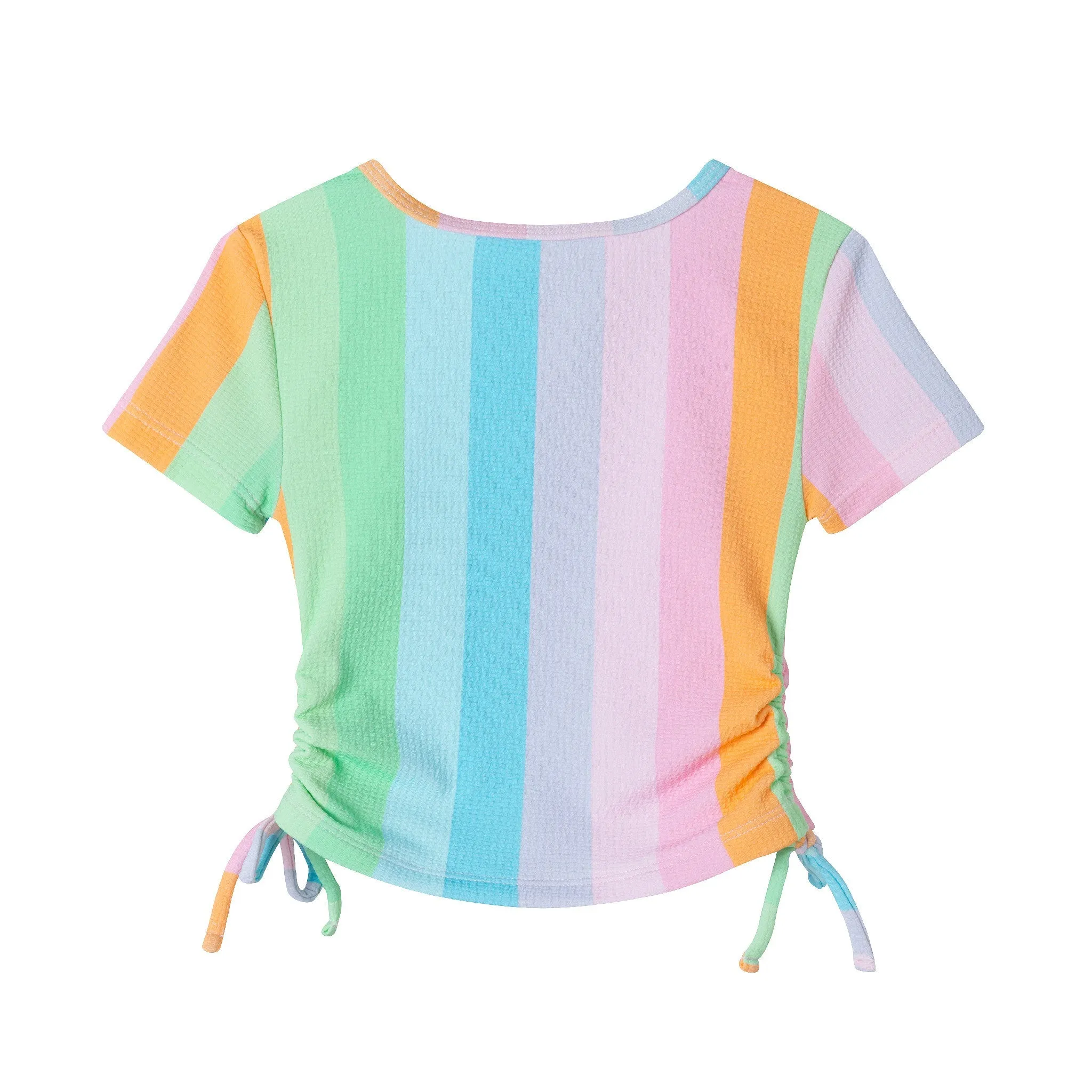 Kids (2-7) Short Sleeve Rashguard Set | Rainbow Striped
