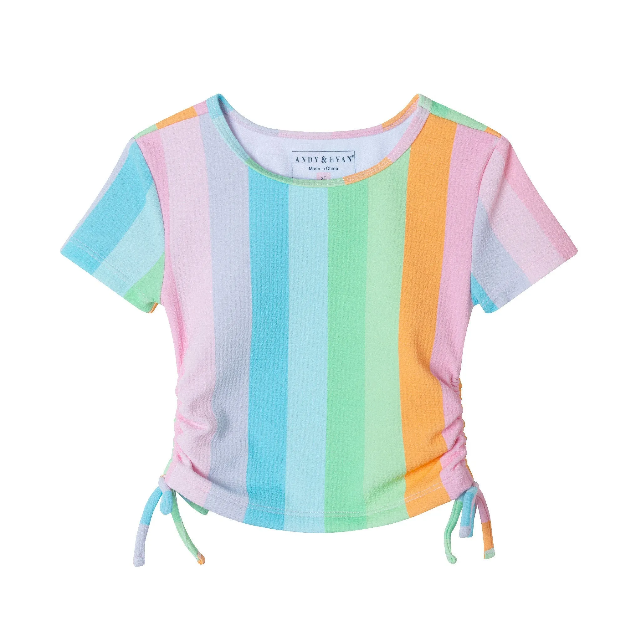 Kids (2-7) Short Sleeve Rashguard Set | Rainbow Striped