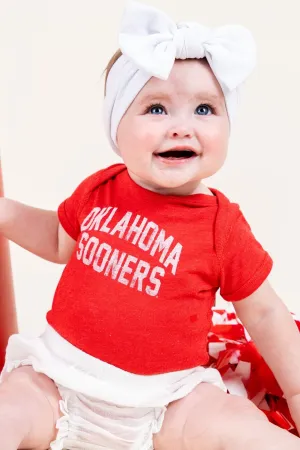 Kids OU Sooner classic arch onesie red