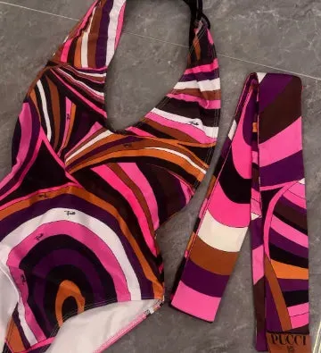 Leopard Luxe Halter Swimwear