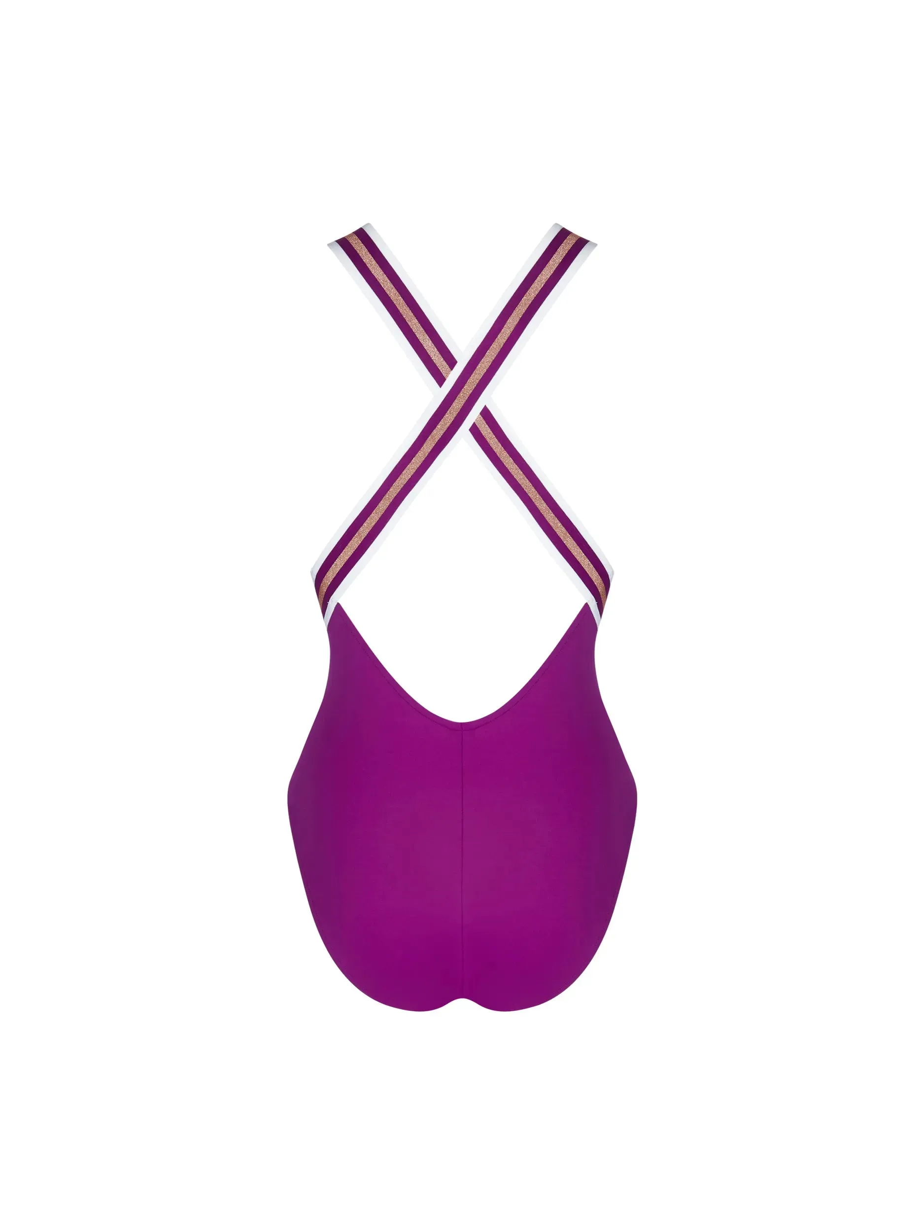 Lise Charmel Swimwear - Energie Nautique Non Wired Crossed Back Swimsuit Cassis Gold