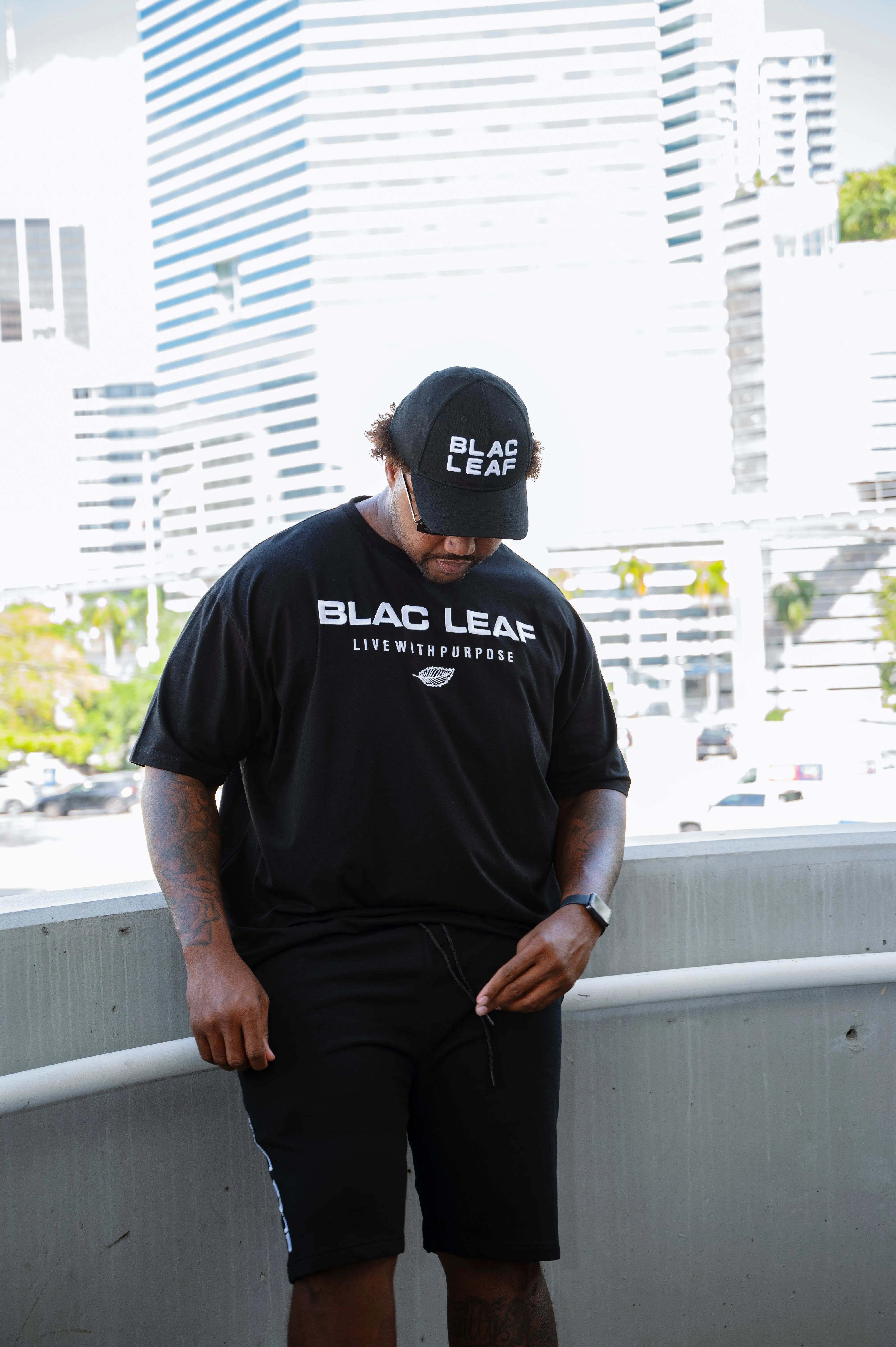 Live With Purpose Essential Black Embroidered Shorts