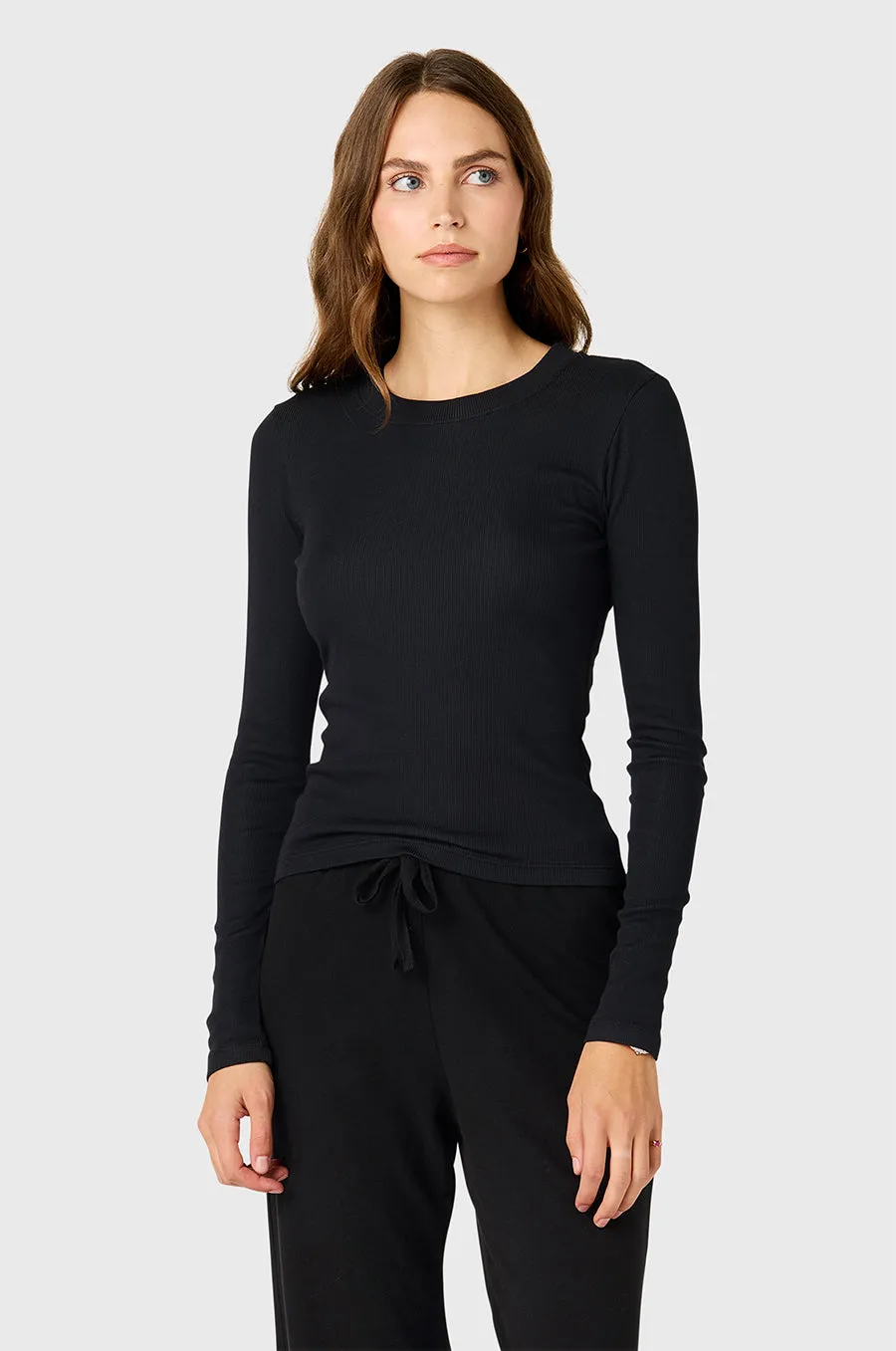 L/S CLASSIC TEE IN BLACK CLASSIC RIB
