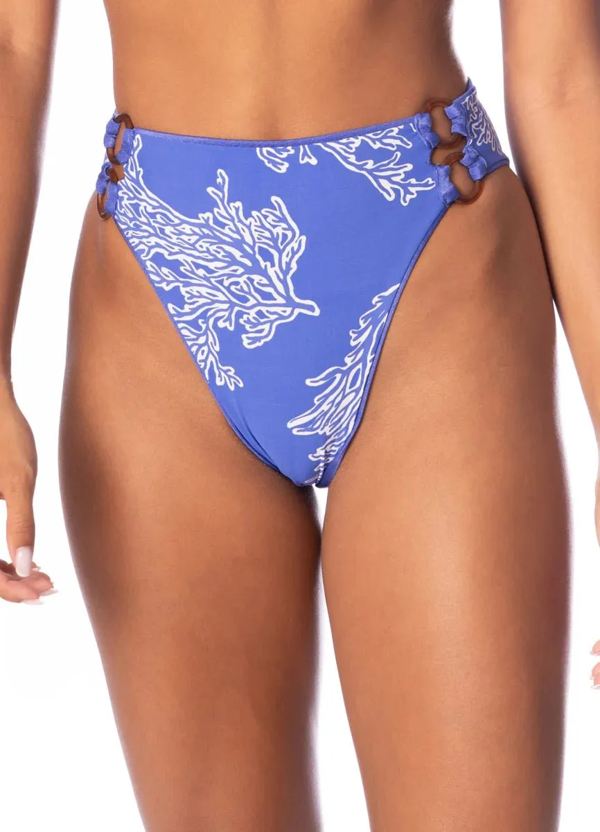 Maaji Perrywinkle Sussana High Rise Double Ring Side Bikini Bottom - Reversible