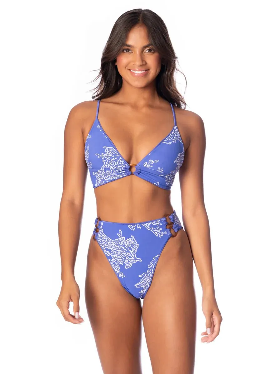 Maaji Perrywinkle Sussana High Rise Double Ring Side Bikini Bottom - Reversible