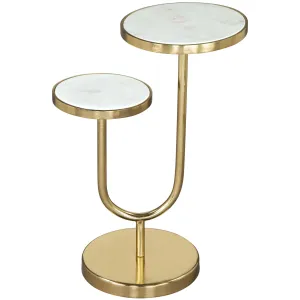 Marc Side Table, White & Gold