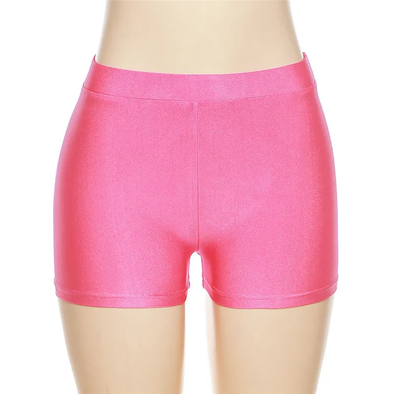 MB FASHION High-Waisted Shiny Form-Fitting Athletic Shorts 4356AT
