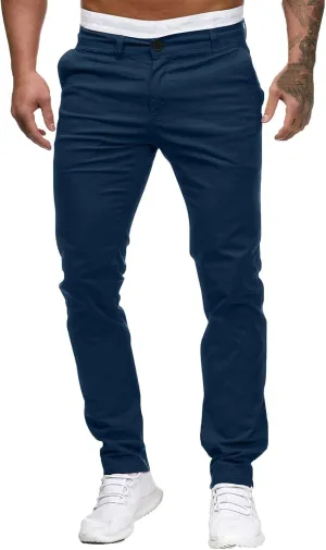 Men's Chino Pants Casual Stretch Waist Tapered Trousers with Pockets Loose Fit Joggers Pockets Tapered Sweatpants