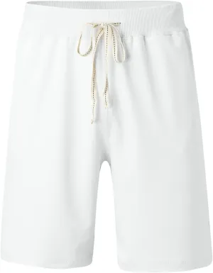 Men's Cotton Shorts 7 Inch Inseam Lightweight Stretch Drawstring Golf Shorts Casual Outdoor Work Shorts