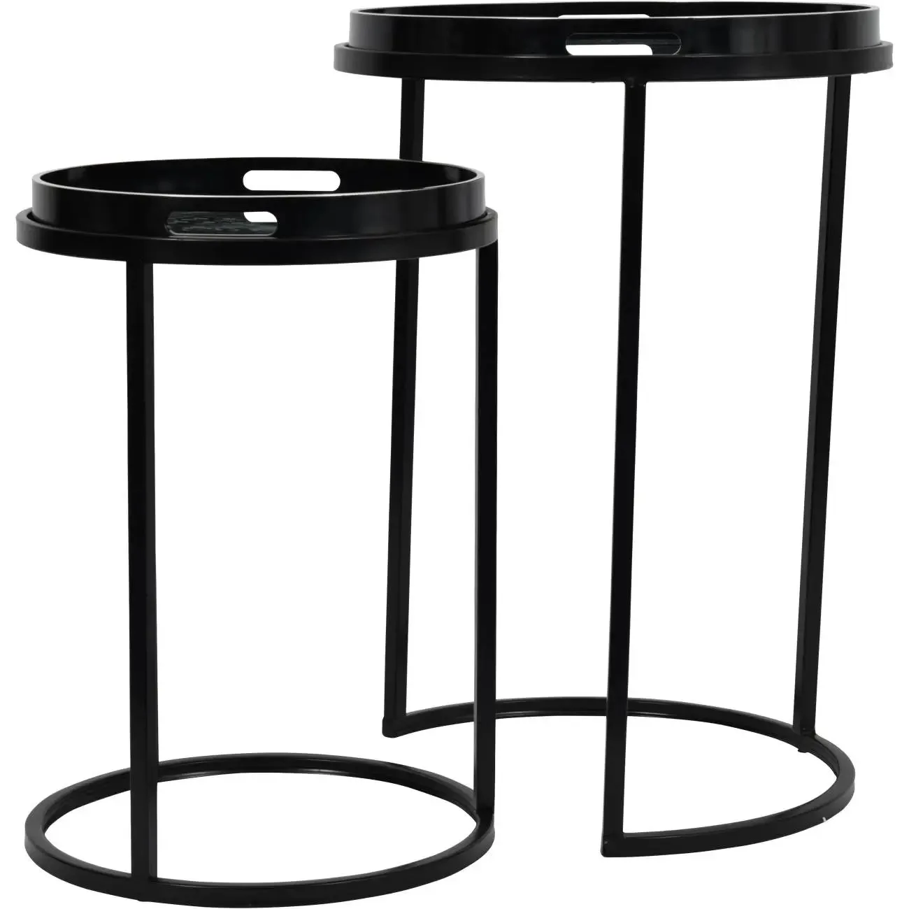 Monochrome Swirl Detachable Tray Nested Side Table (Set of 2)