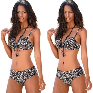 New Bikini Sexy Leopard Print High Waist Swimwear Swimsuit Two-piece Underwire Bikini