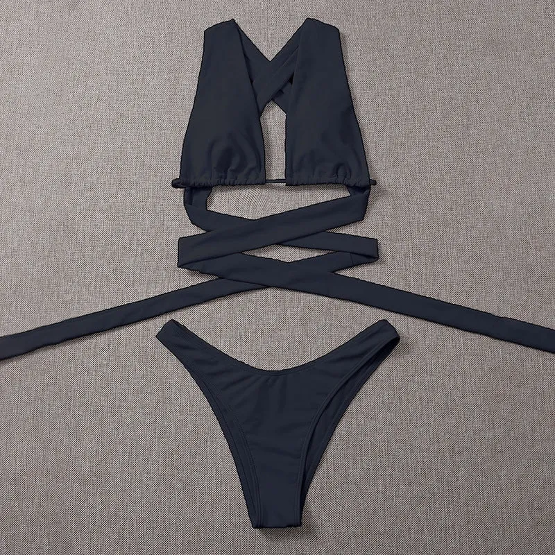 New Strappy Cut-out Sexy Triangle Bikini Swimwear