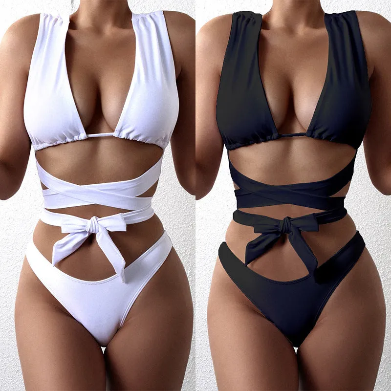 New Strappy Cut-out Sexy Triangle Bikini Swimwear