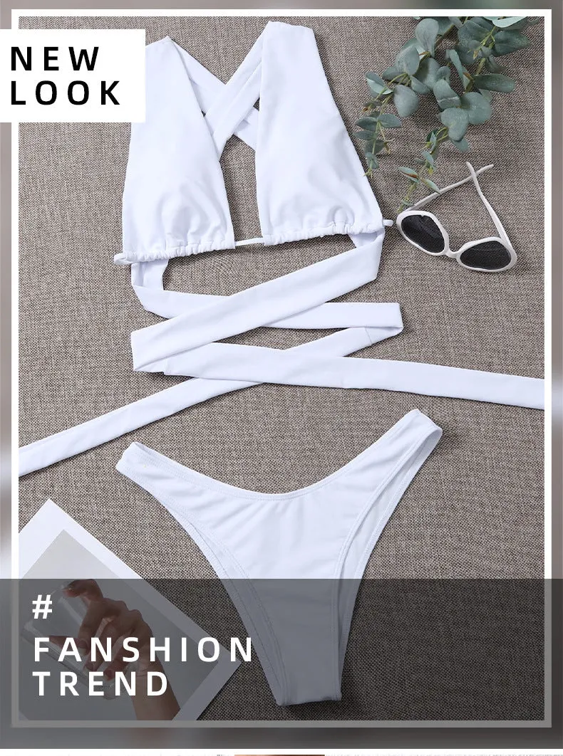 New Strappy Cut-out Sexy Triangle Bikini Swimwear